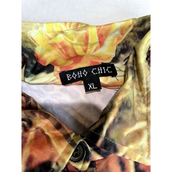 BOHO CHIC Y2K STYLE‎ FRONT KNOT BUTTON DOWN WOMAN'S TOP SIZE XL G1 - Picture 4 of 7